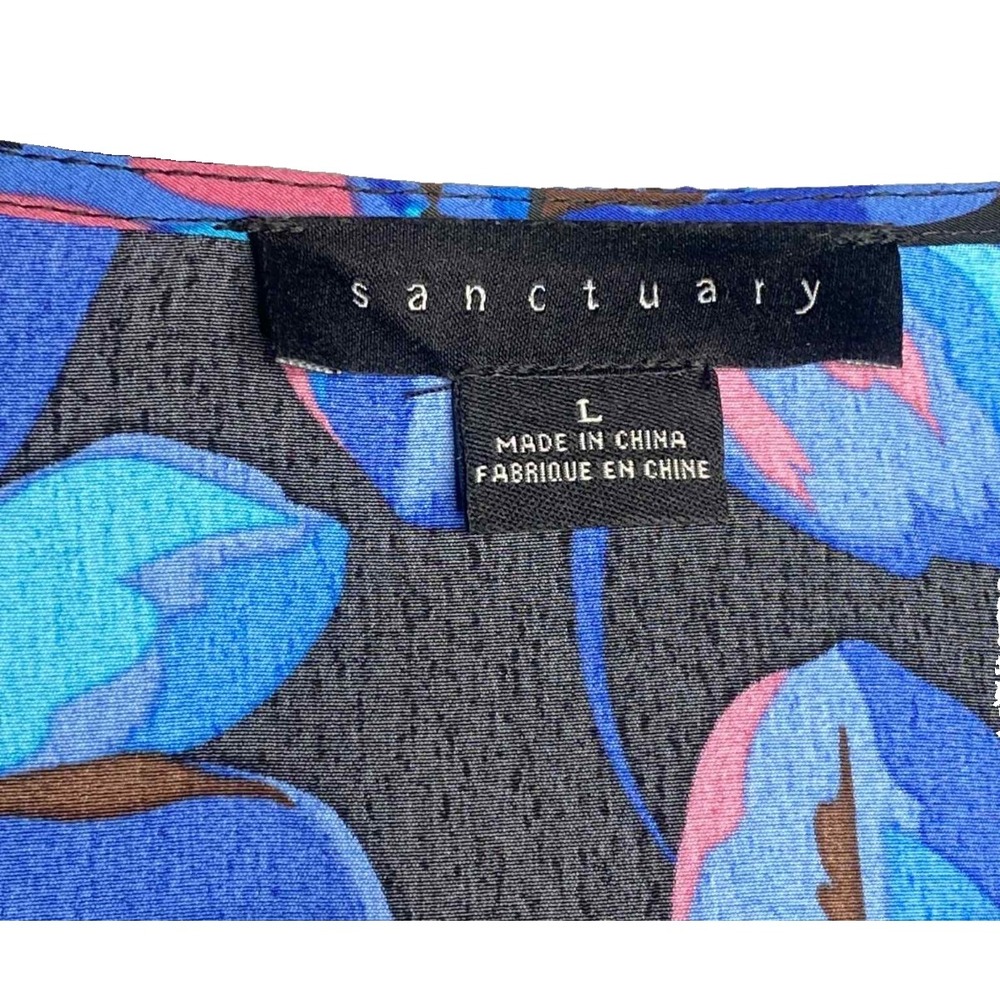 Sanctuary Womens Blue Daytime Mini Floral Print Wrap Dress size Large whimsigoth - Picture 4 of 9